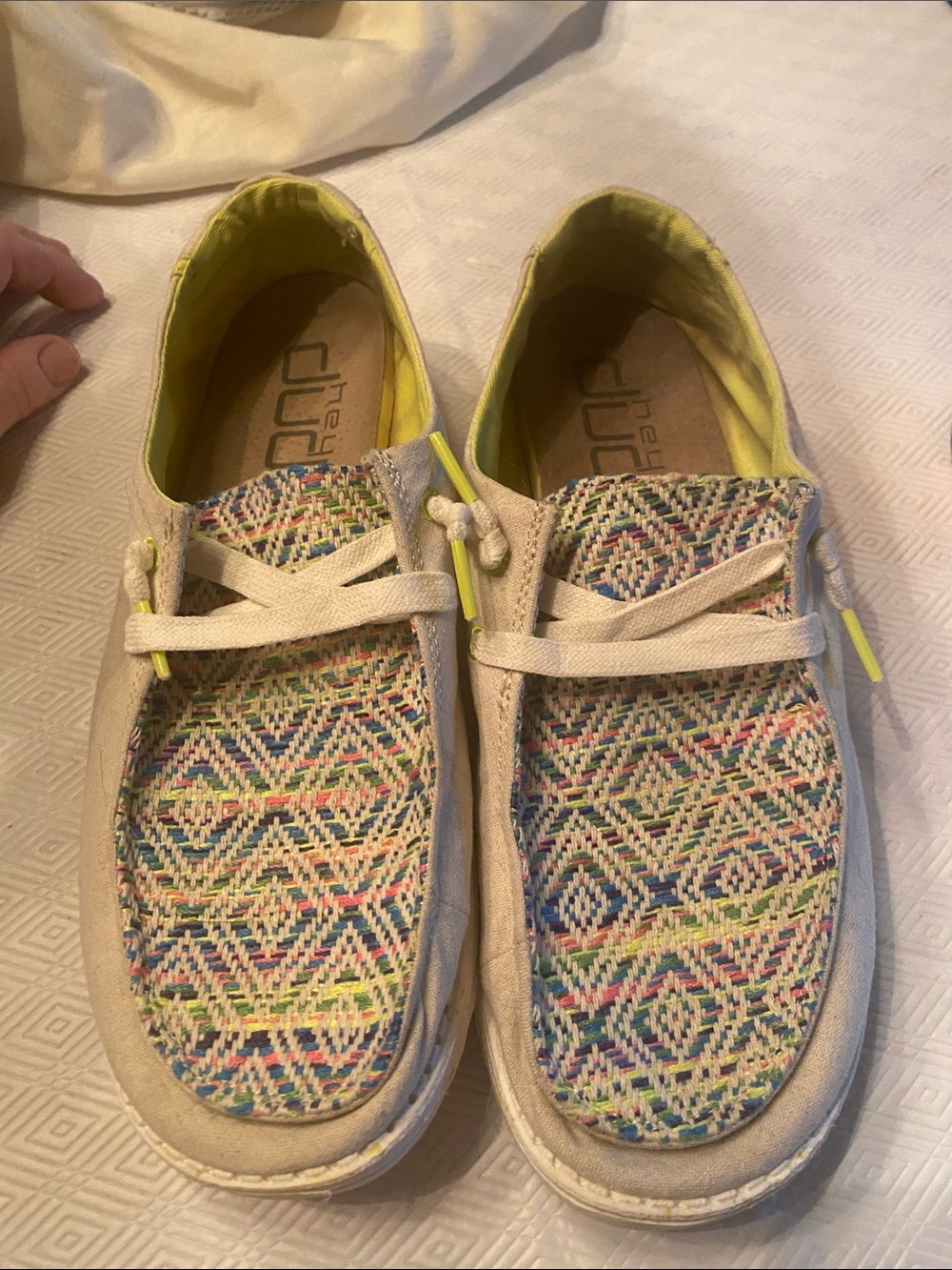 Hey Dude wonebs Multicolor Woven Slip-On Sneakers with Cream Trim